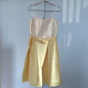 Chic Yellow Lace Dress with Bow for sale